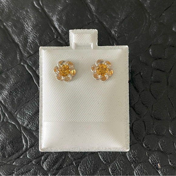 Sterling silver 925 flower citrine earrings - Picture 8 of 9